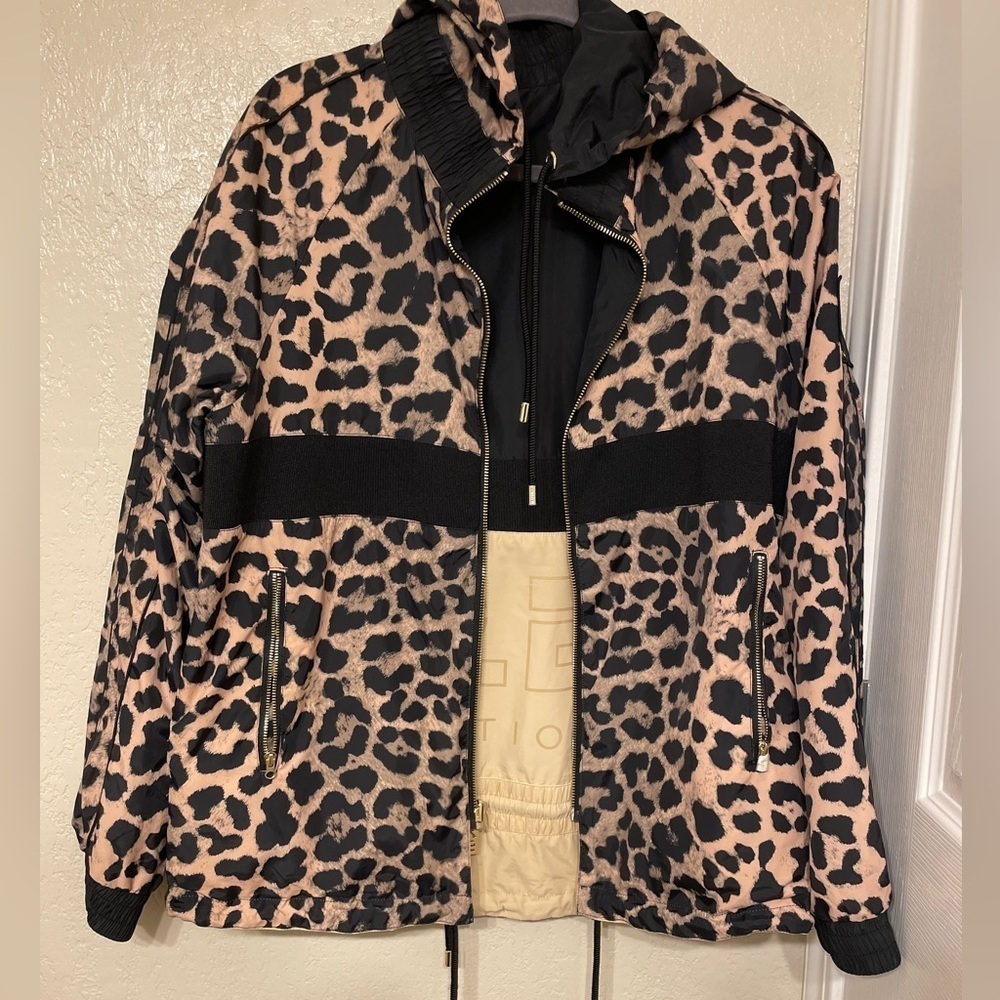 P.E.Nation Man Down Reversible Jacket Taupe Animal Print Athleisure Streetwear L